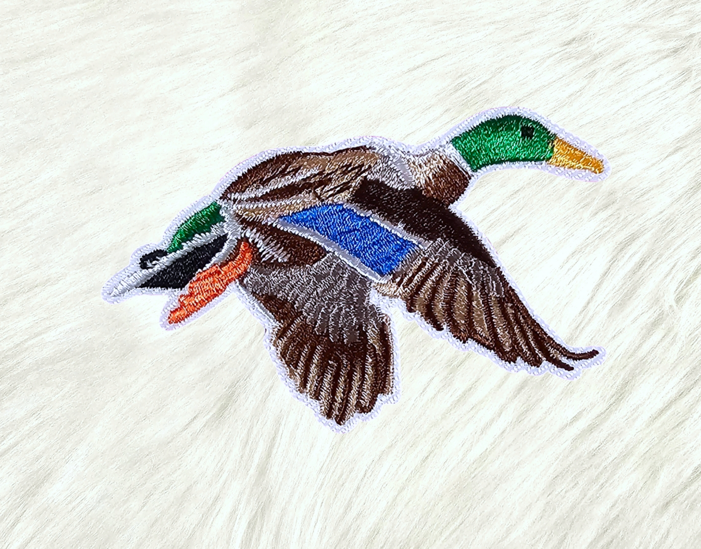 Flying Mallard Duck Brown Embroidery Iron On Patch