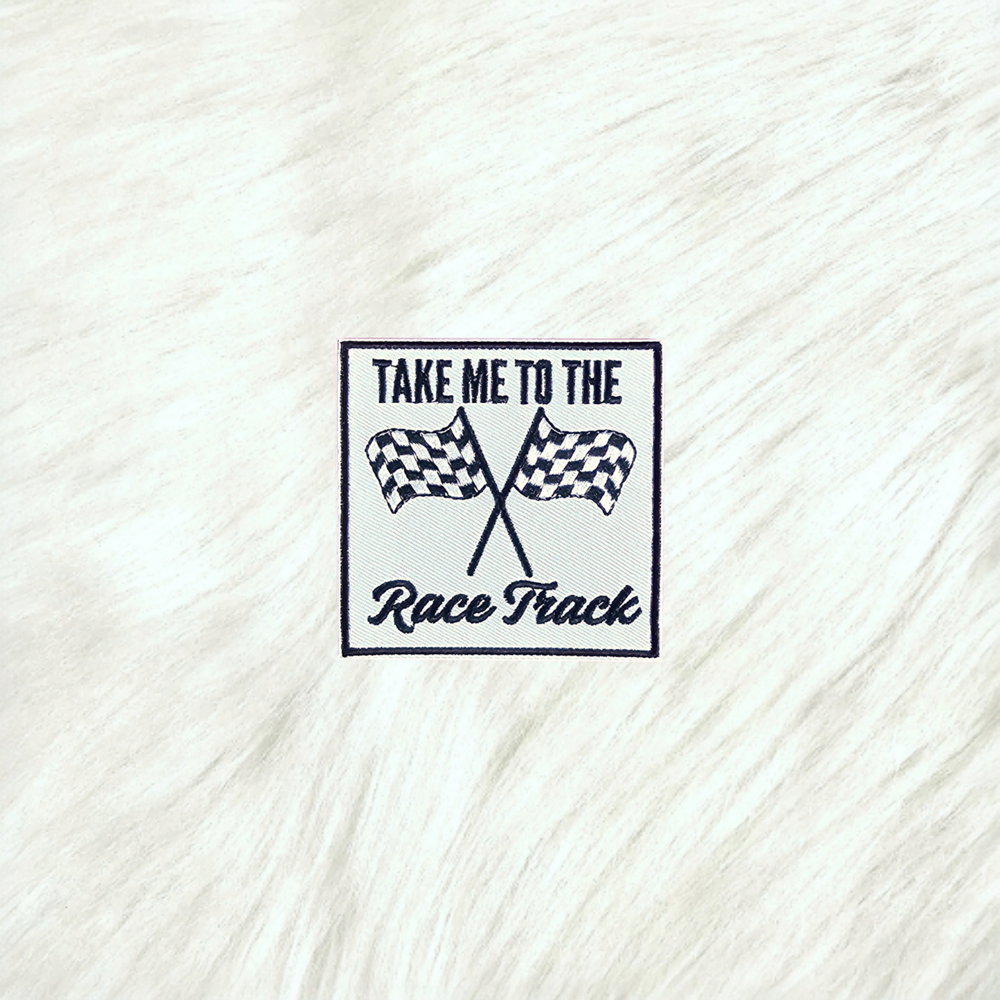 Take Me To The Race Track Checker Flag Embroidery Iron On Patch