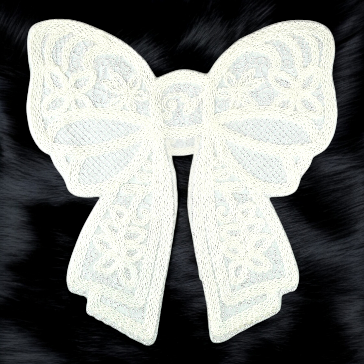 Lace Bow Doily White Large Iron On Patch