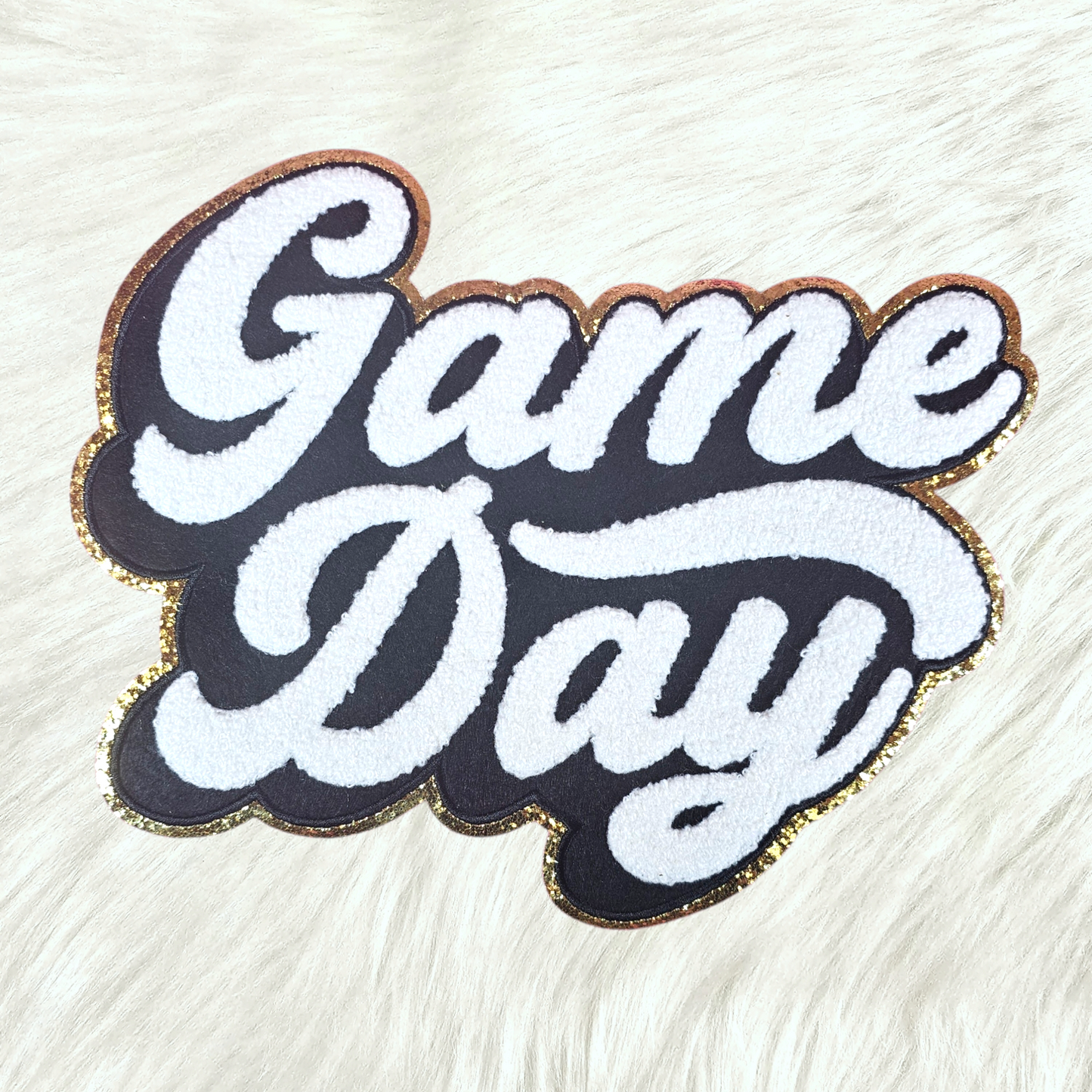 Game Day Large Chenille Gold Glitter Iron-on Patch