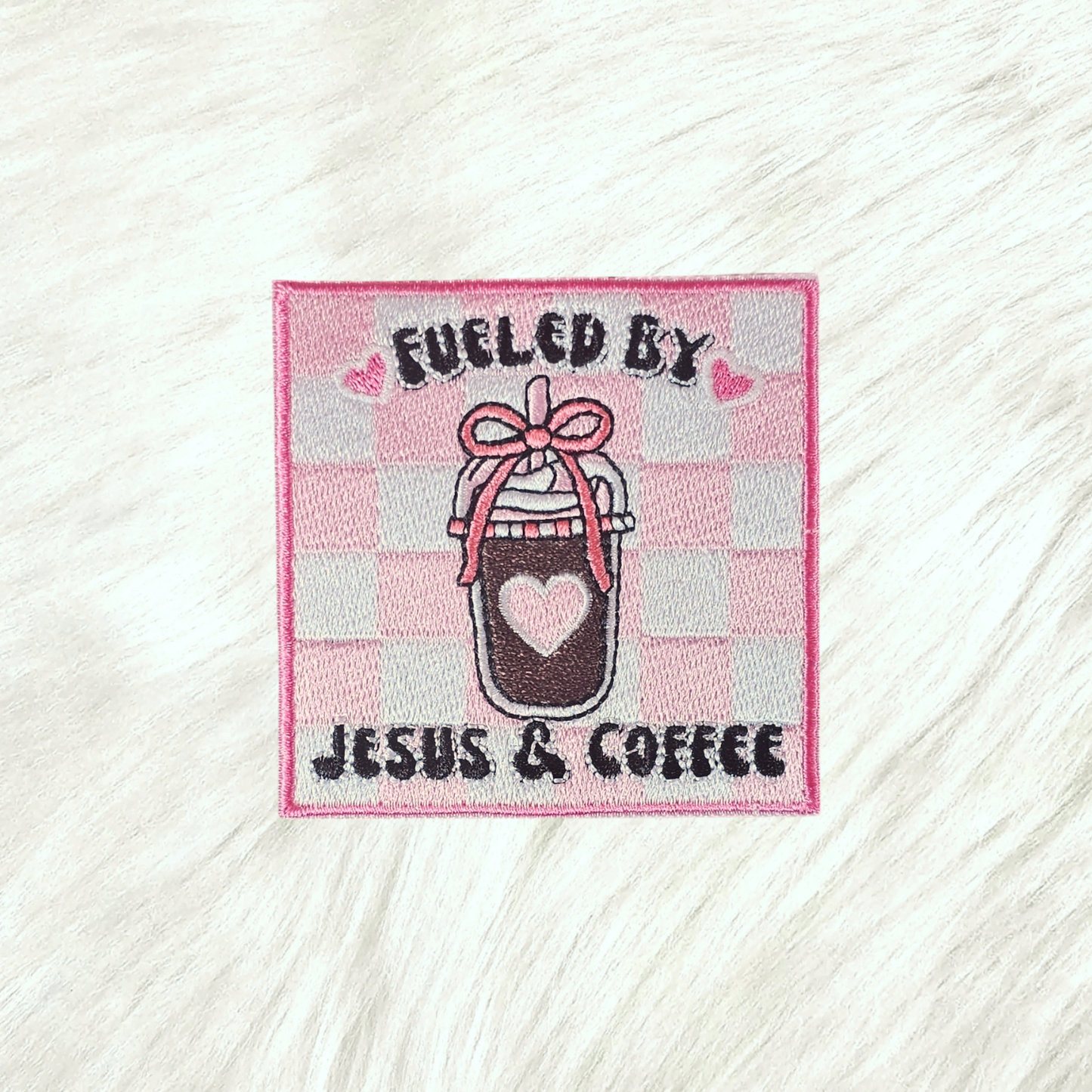 Fueled By Jesus and Coffee Iron On Embroidery Patch
