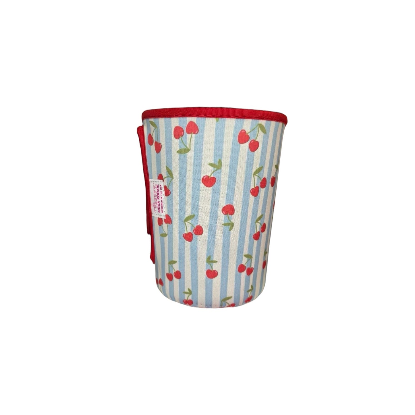 Stripe Cherries Blue Mega Mug Drink Sleeve