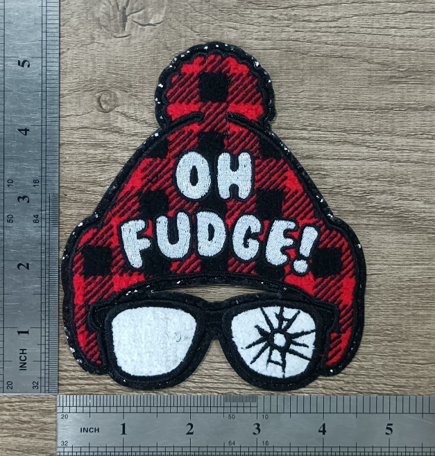 "OH FUDGE" Adult and Youth Matching Chenille Iron-on Patch