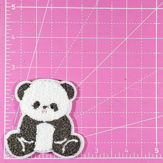 Panda Stuffed Animal Small Chenille Iron On Patch