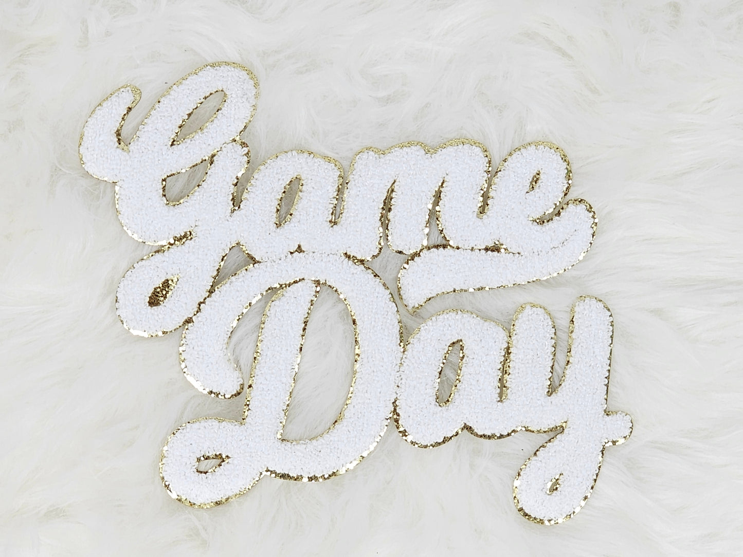 Large Game Day Chenille Gold Glitter Iron-on Patch