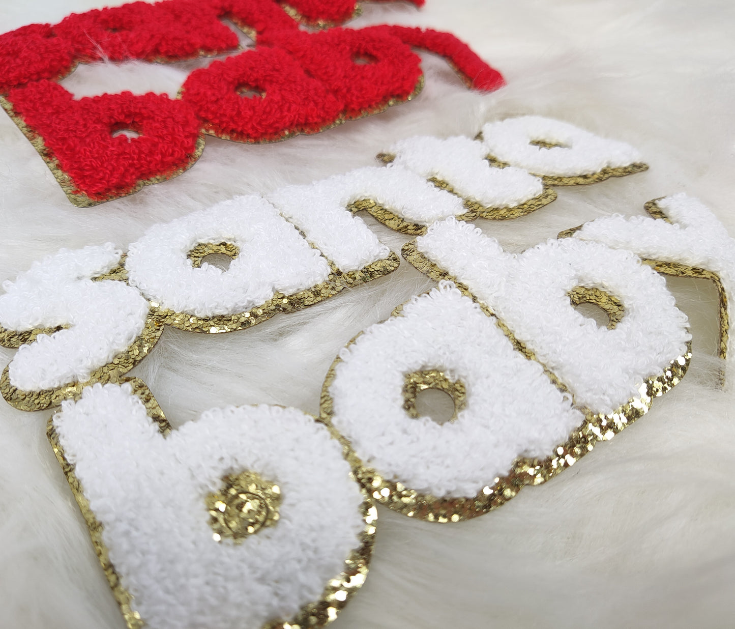 Retro Santa Baby Chenille Glitter Iron On Patch