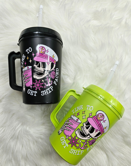 Time To Get Ship Faced Skeleton Mega Mug 34oz