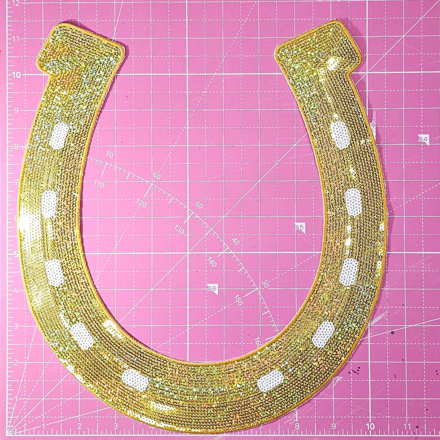 Horseshoe Sequin Large Iron On Patch