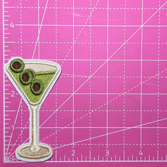 Dirty Martini Olive Embroidery Iron On Patch