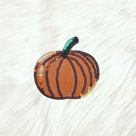 Pumpkin Orange Sequin Iron On Patch
