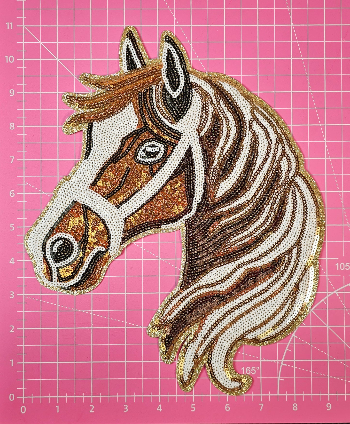 Horse Animal Farm Rodeo Derby Sequin Glitter Large Iron-on Patch
