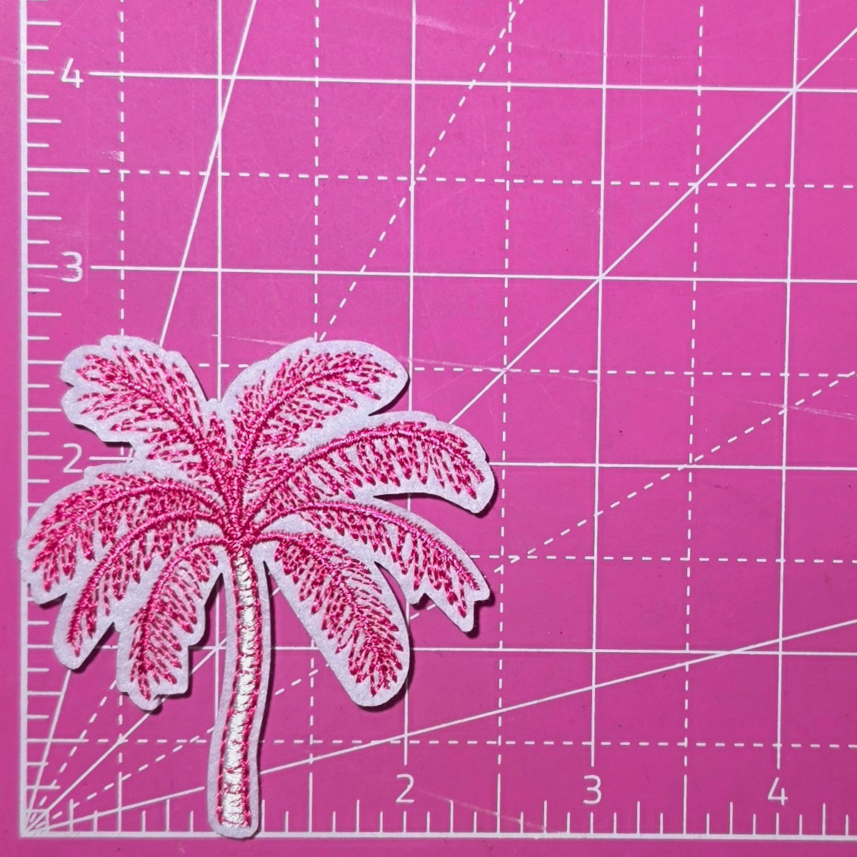 Pink Palm Tree Embroidery Iron On Patch