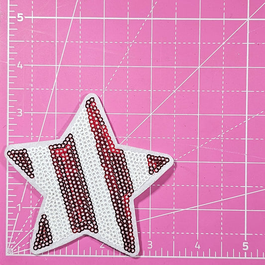 USA Patriotic Stripes Sequin Iron-on Patch