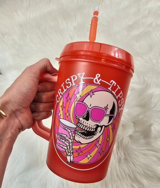 'Crispy And Tipsy' Skeleton HIP SIPS Mega Mug 34oz