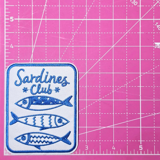 Sardines Club Fish Embroidery Iron On Patch