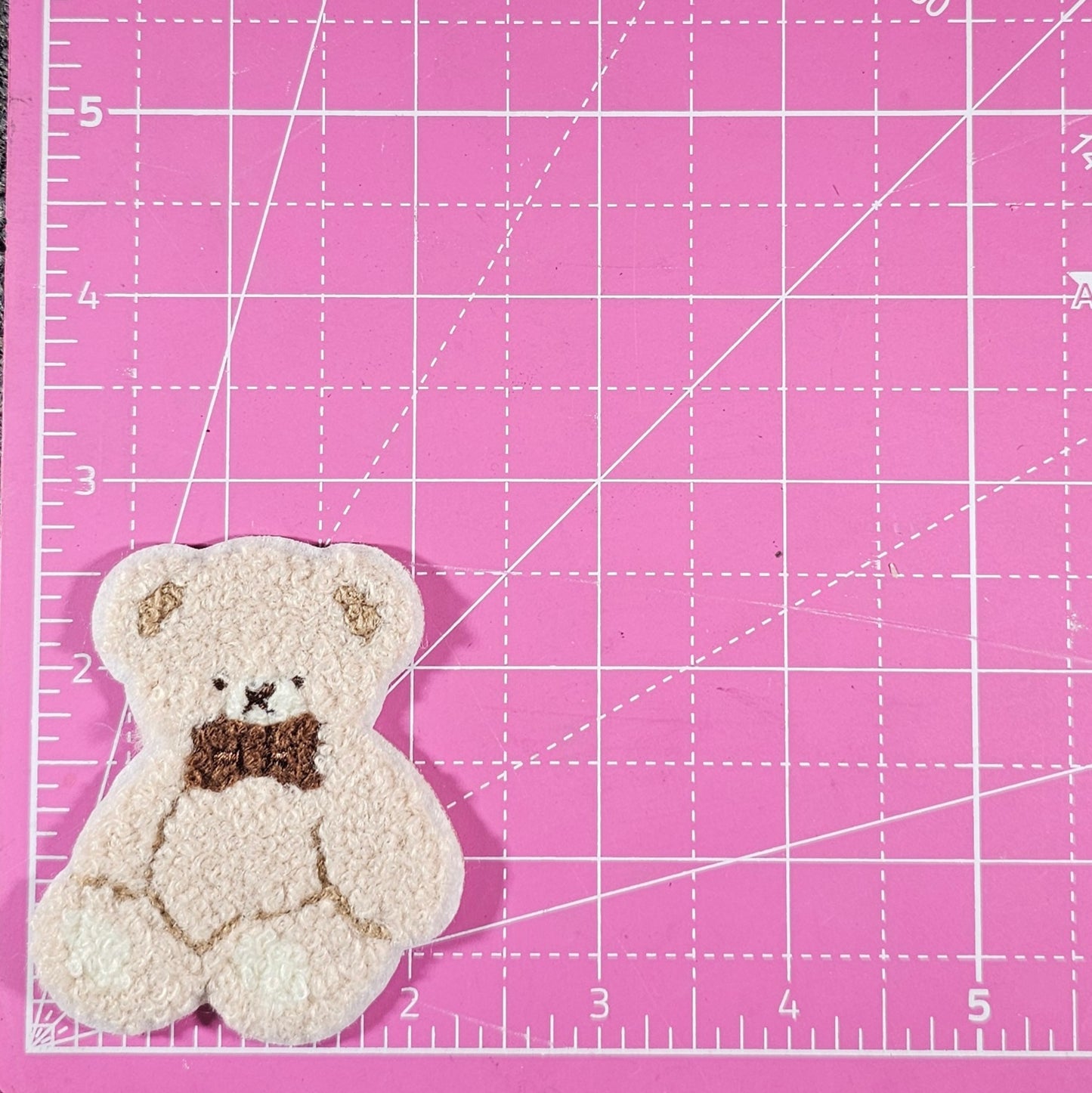 Teddy Bear Brown Bow Small Chenille Iron On Patch