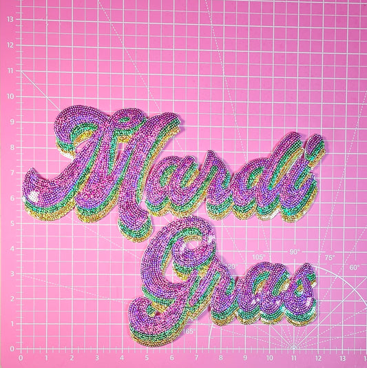 Mardi Gras Sequin Large Iron On Patch