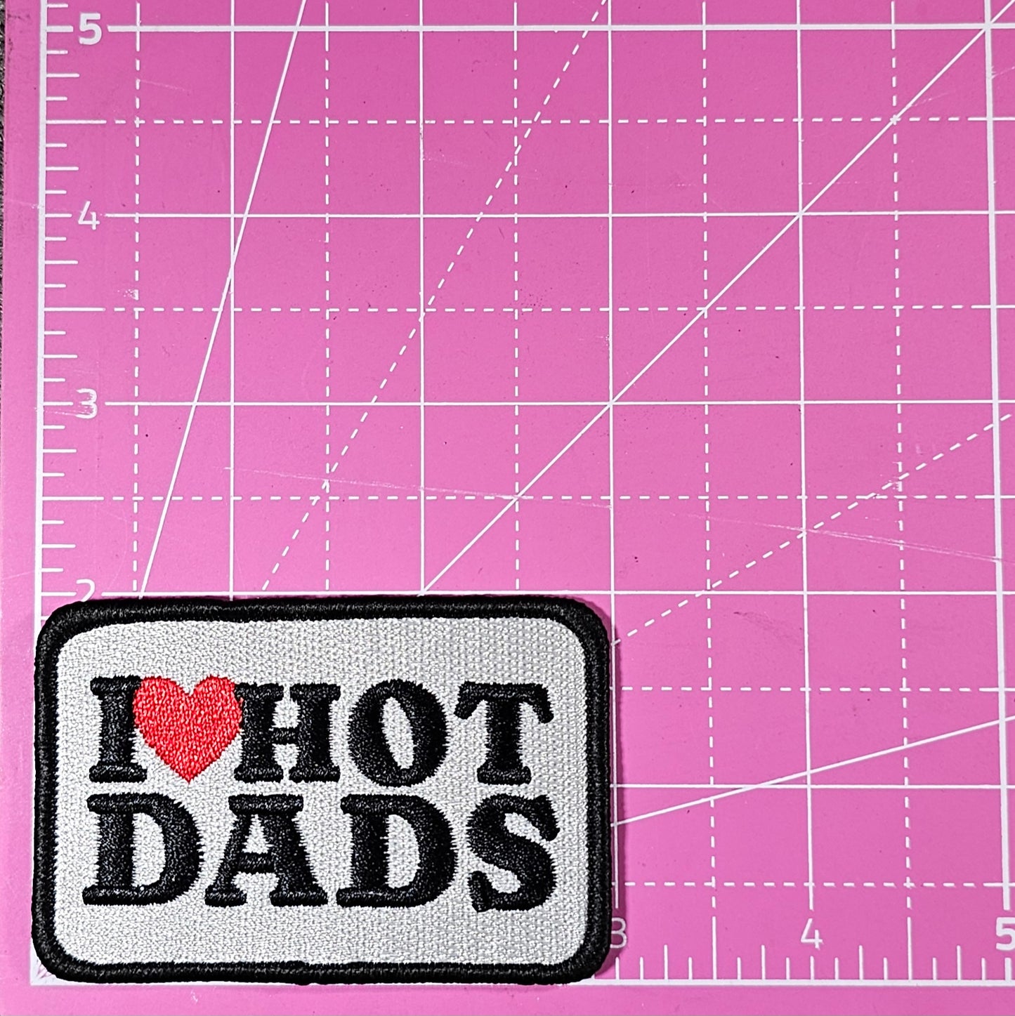 I Heart Love Hot Dads Embroidery Iron On Patch