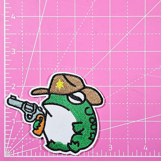 Frog Western Sheriff Embroidery Iron On Patch