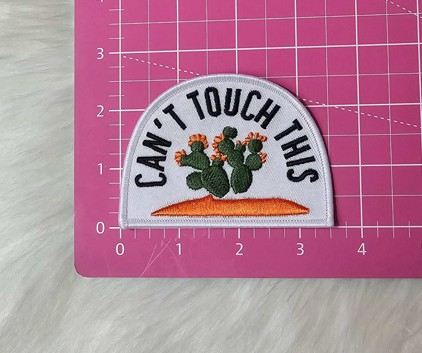 'Can't Touch This' Cactus Embroidery Iron On Patch