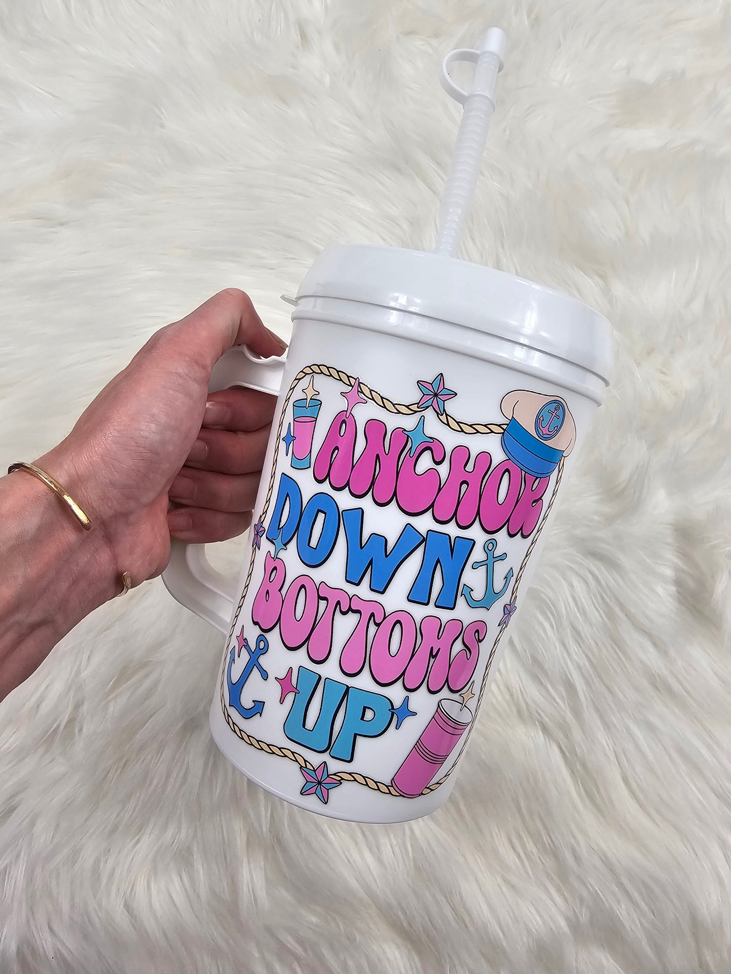 'Anchor Down Bottoms Up' HIP SIPS Mega Mug 34oz