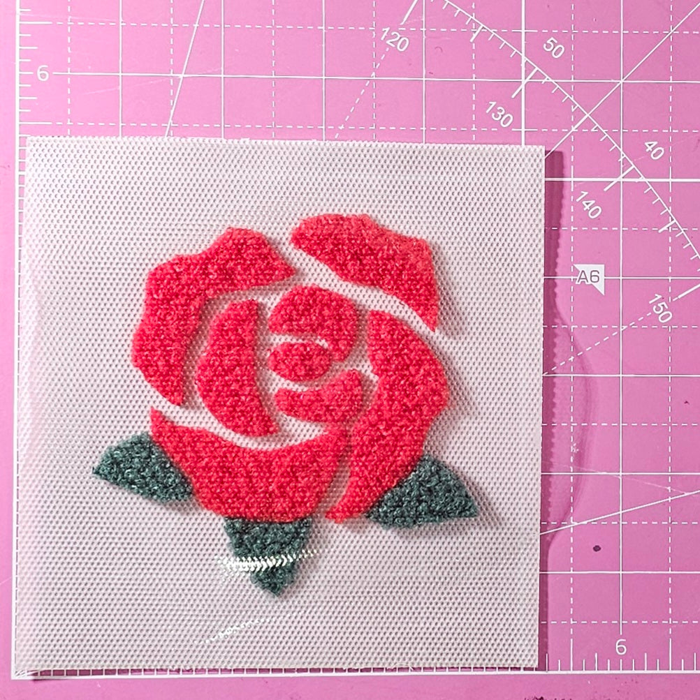 Rose Derby Flower Small Fluffy Fuzzy Transfer Patch