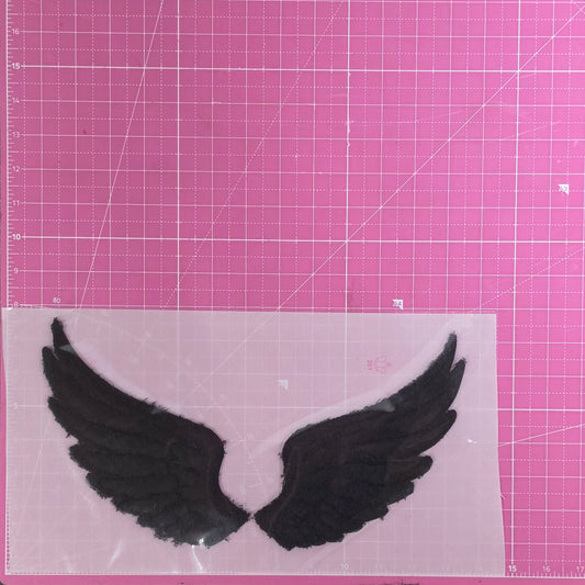 Angel Wing Black Set Large Fluffy Fuzzy Transfer Patch