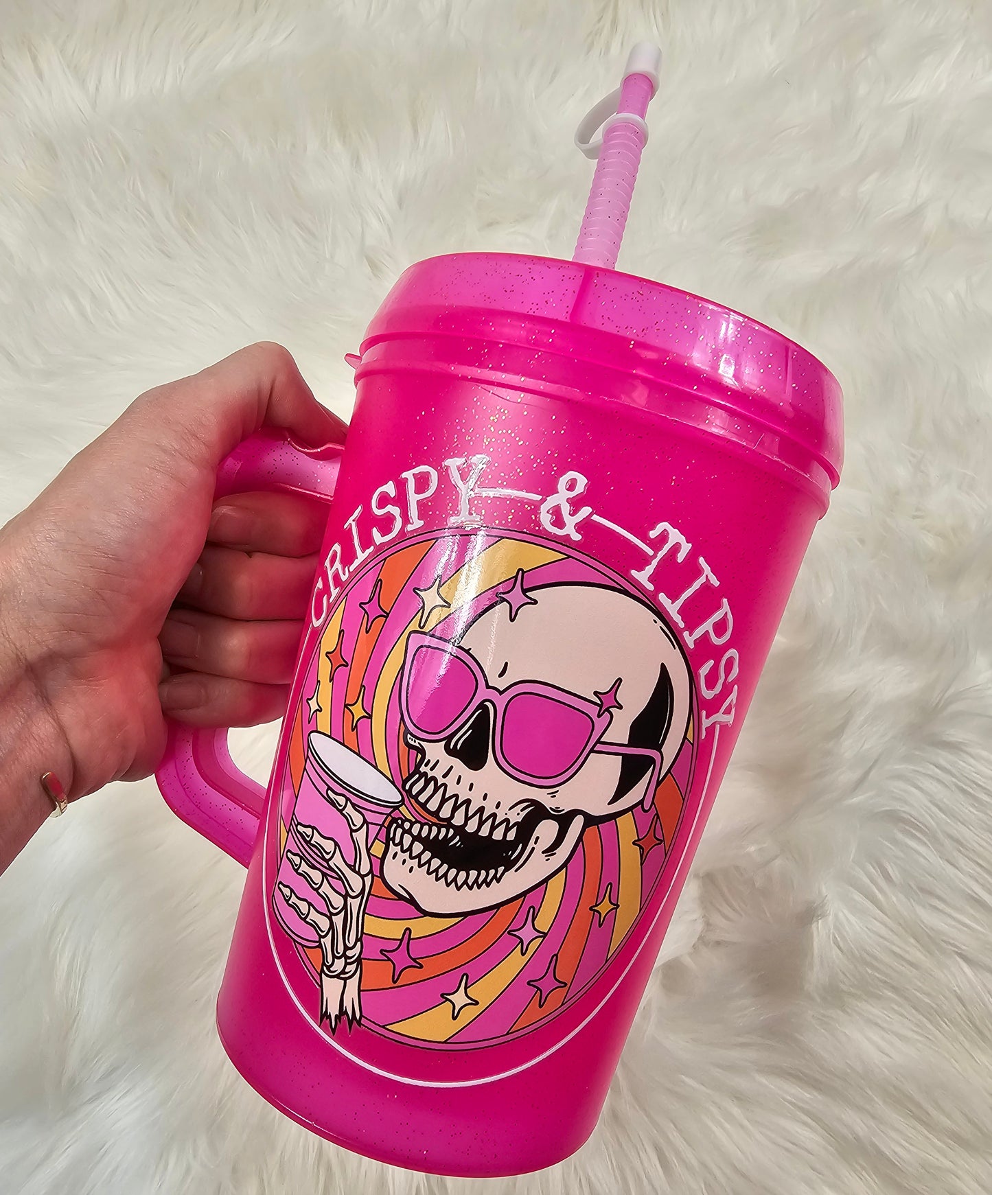 'Crispy And Tipsy' Skeleton HIP SIPS Mega Mug 34oz