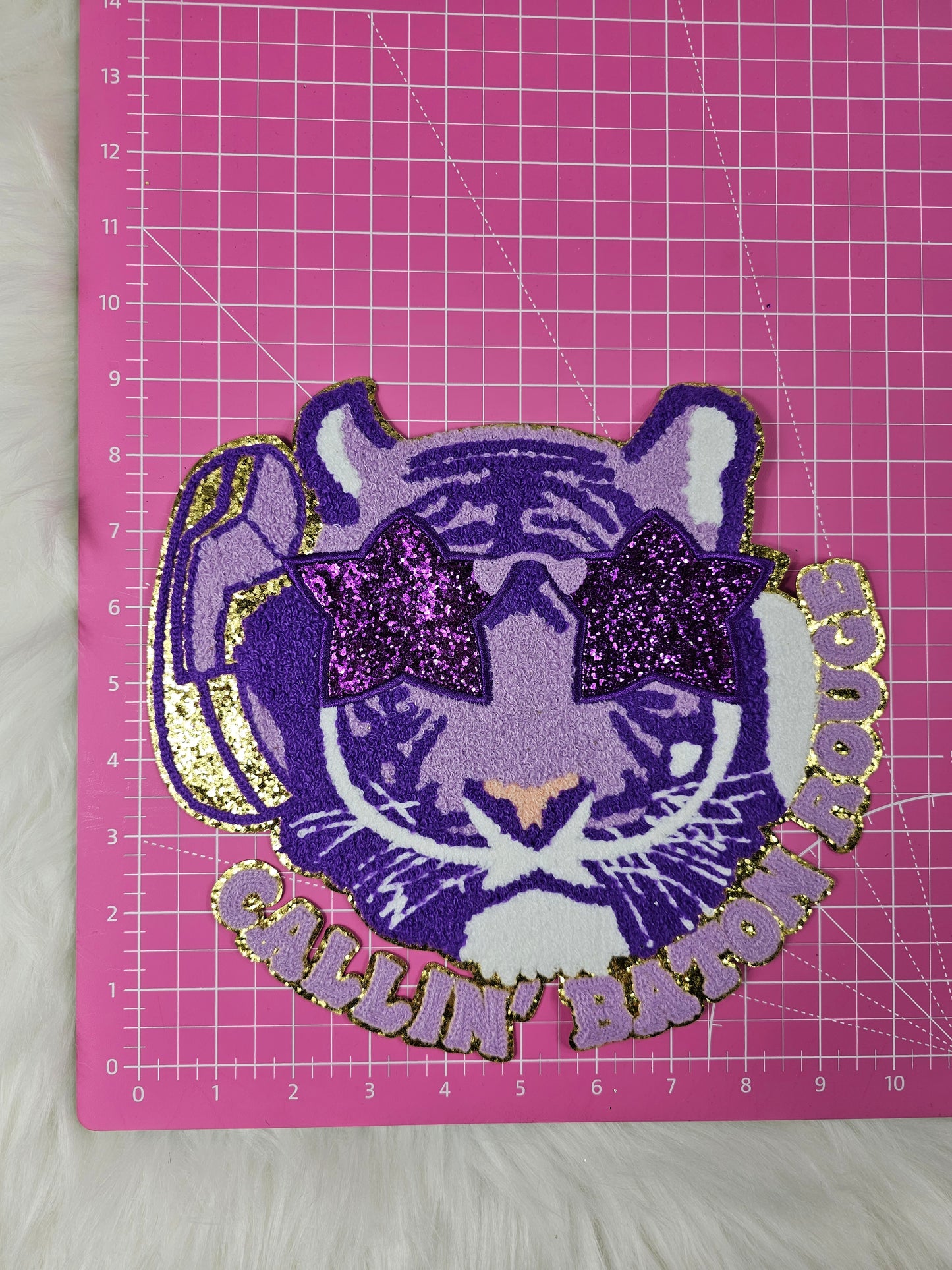 'Callin' Baton Rouge' Purple Tiger Iron On Patch