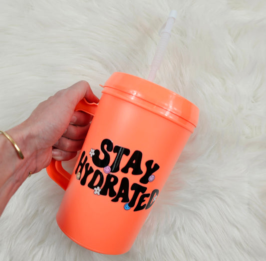 Stay Hydrated Retro Floral Smile HIP SIPS Mega Mug 34oz
