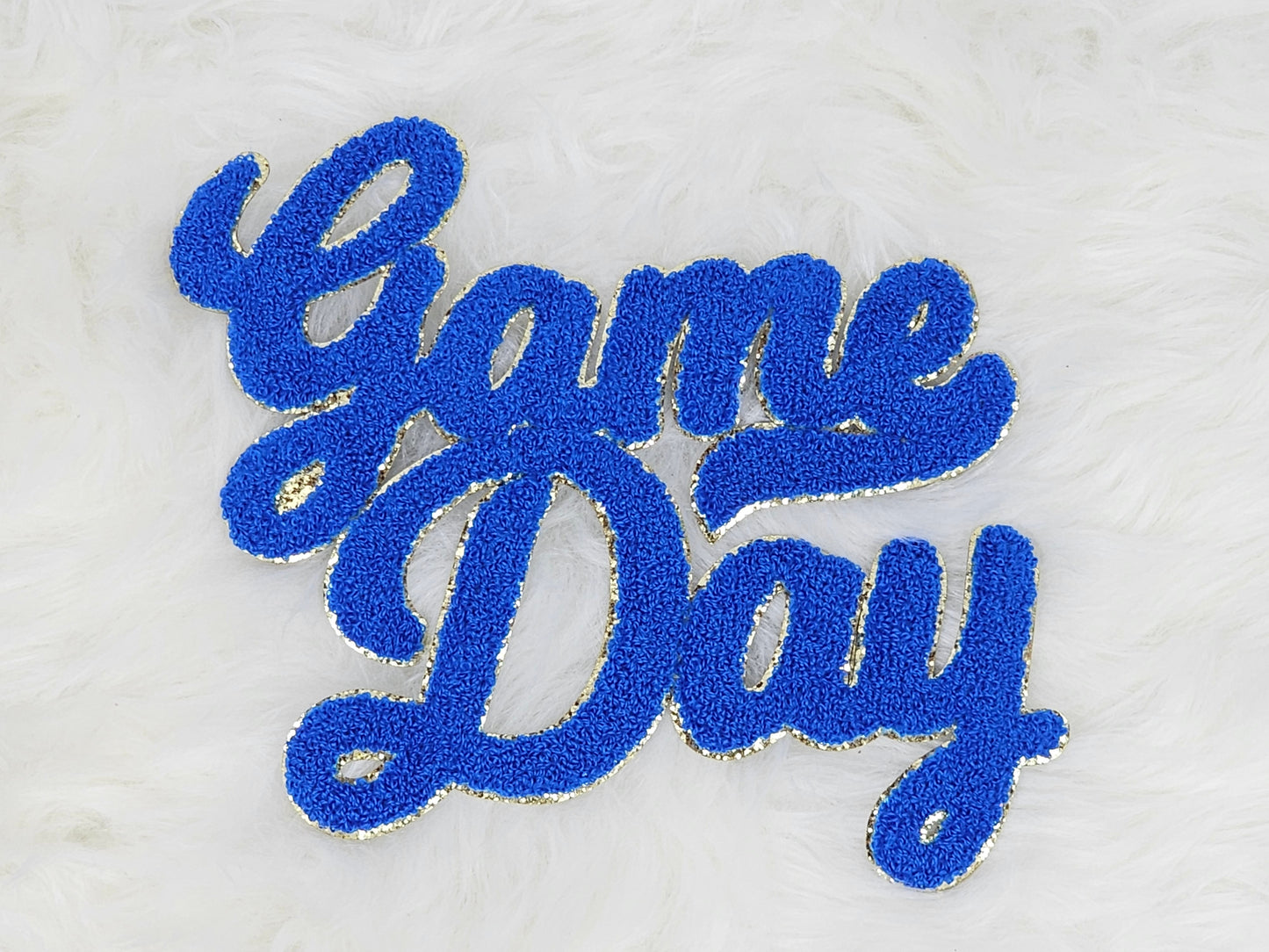 Large Game Day Chenille Gold Glitter Iron-on Patch