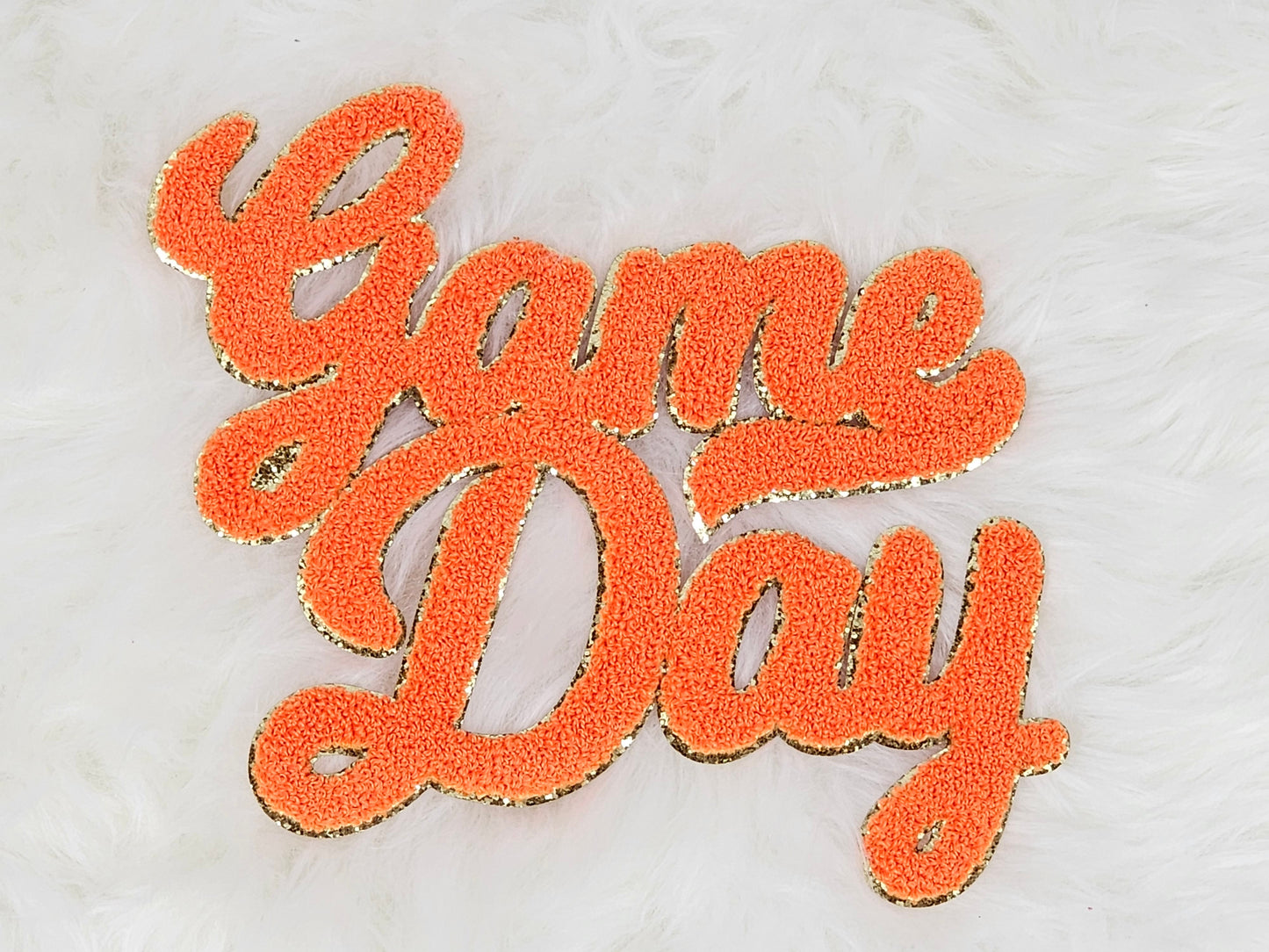 Large Game Day Chenille Gold Glitter Iron-on Patch