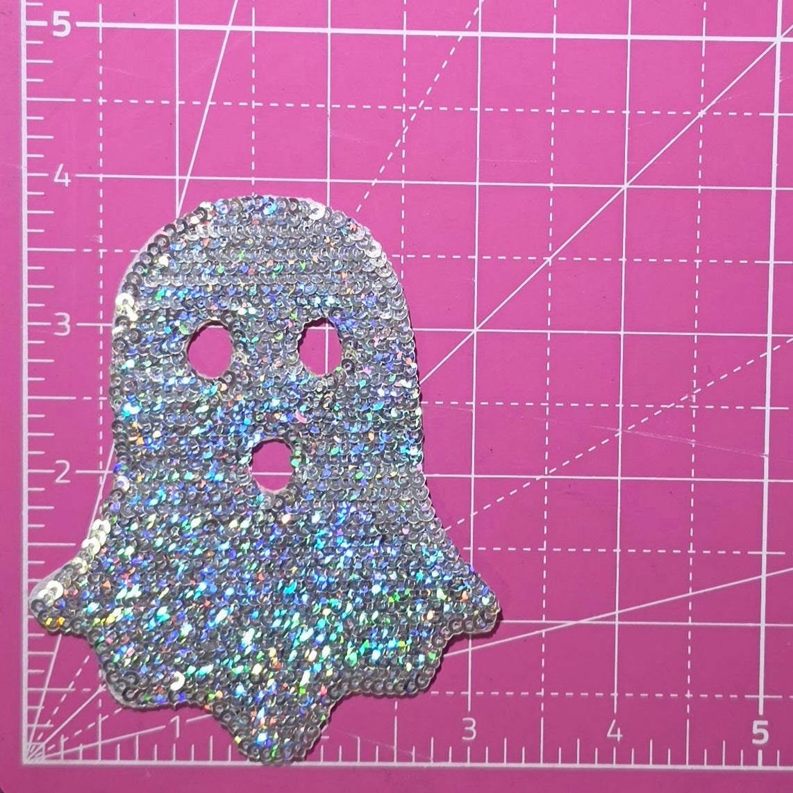 Ghost Halloween Holographic Sequin Small Iron on Patch