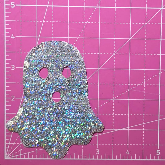 Ghost Halloween Holographic Sequin Small Iron on Patch