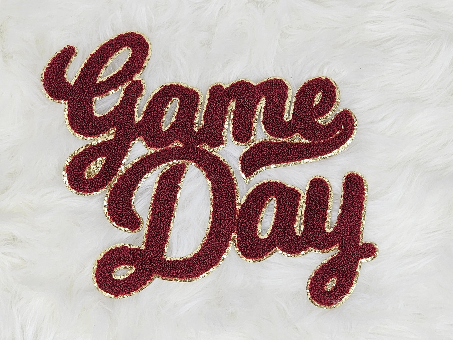 Large Game Day Chenille Gold Glitter Iron-on Patch