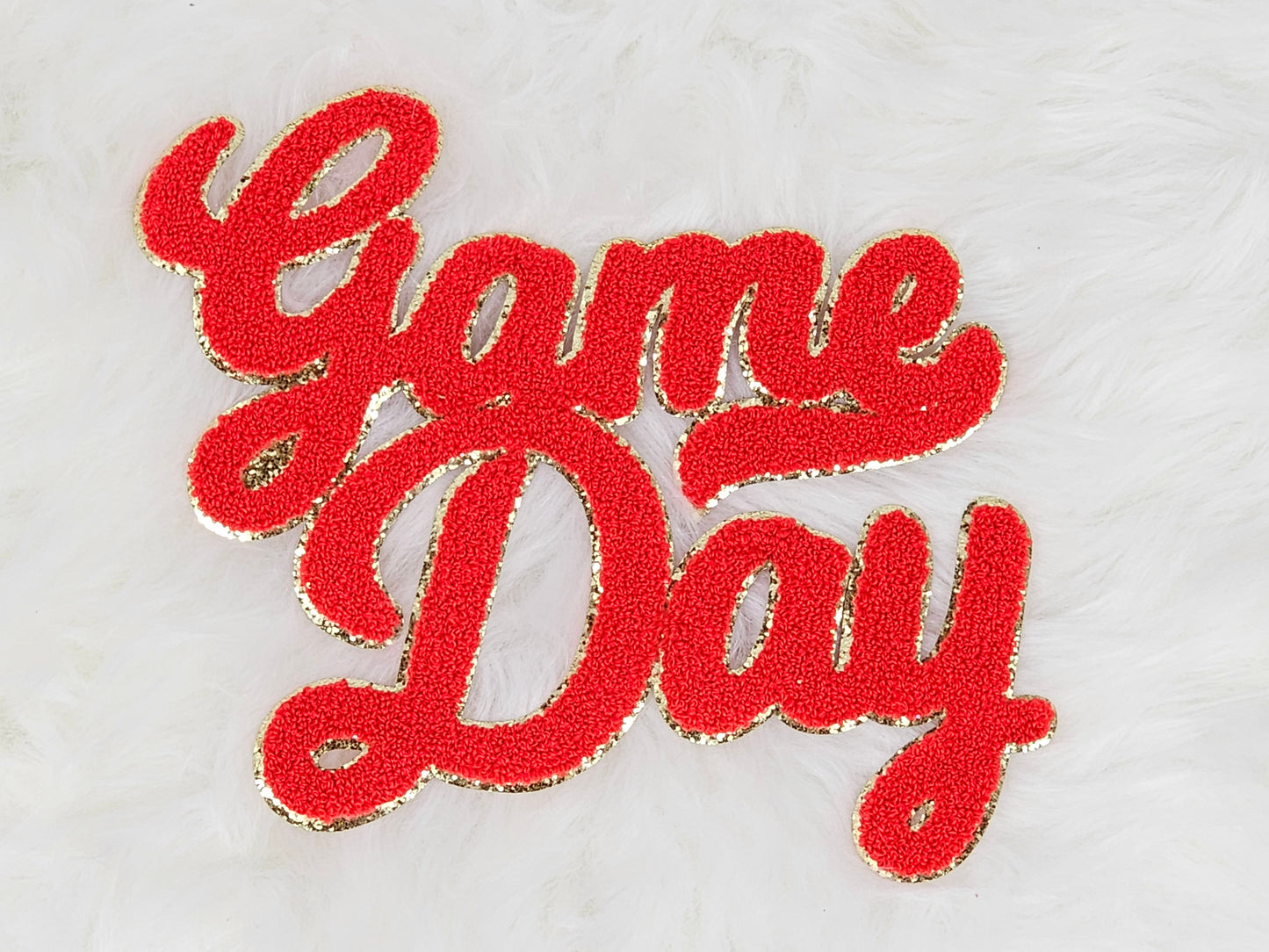 Large Game Day Chenille Gold Glitter Iron-on Patch