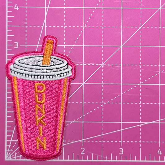 Coffee Pink Orange Embroidery Iron On Patch