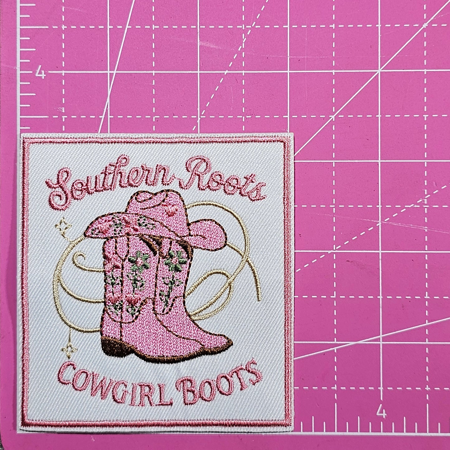 Southern Roots Cowgirl Boots Western Embroidery Iron On Patch