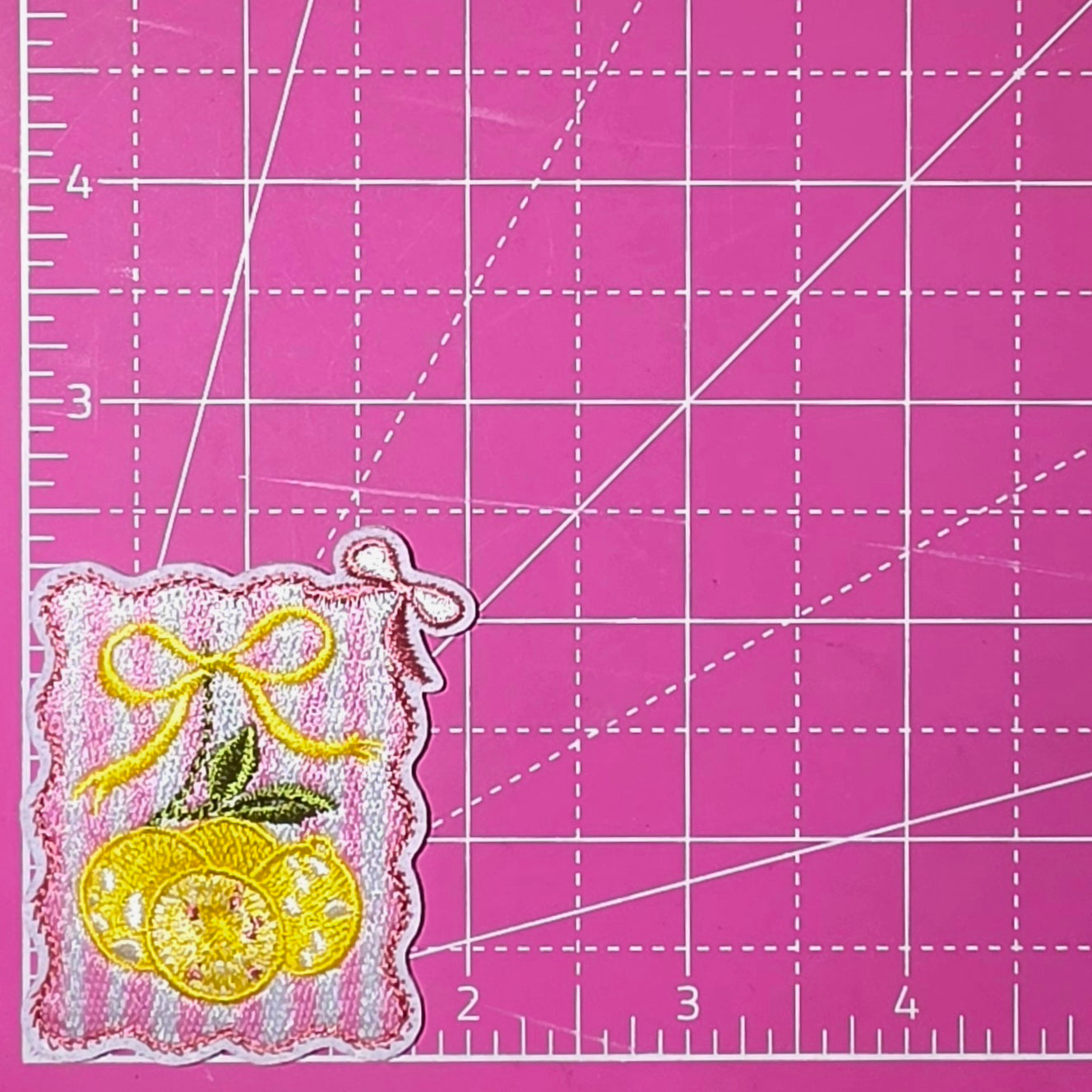 Lemon Bow Preppy Stripe Stamp Embroidery Iron On Patch