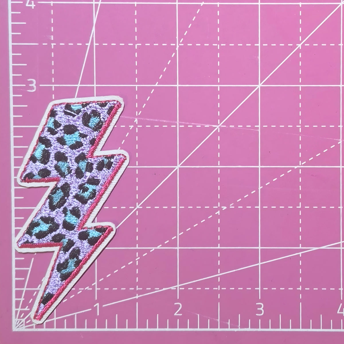 Lightning Bolt Leopard Print Neon 90's Iron on Patch