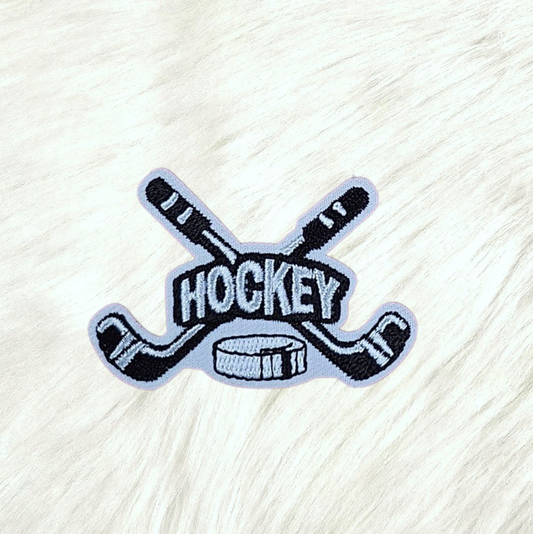 Hockey Sticks and Puck Embroidery Iron On Patch