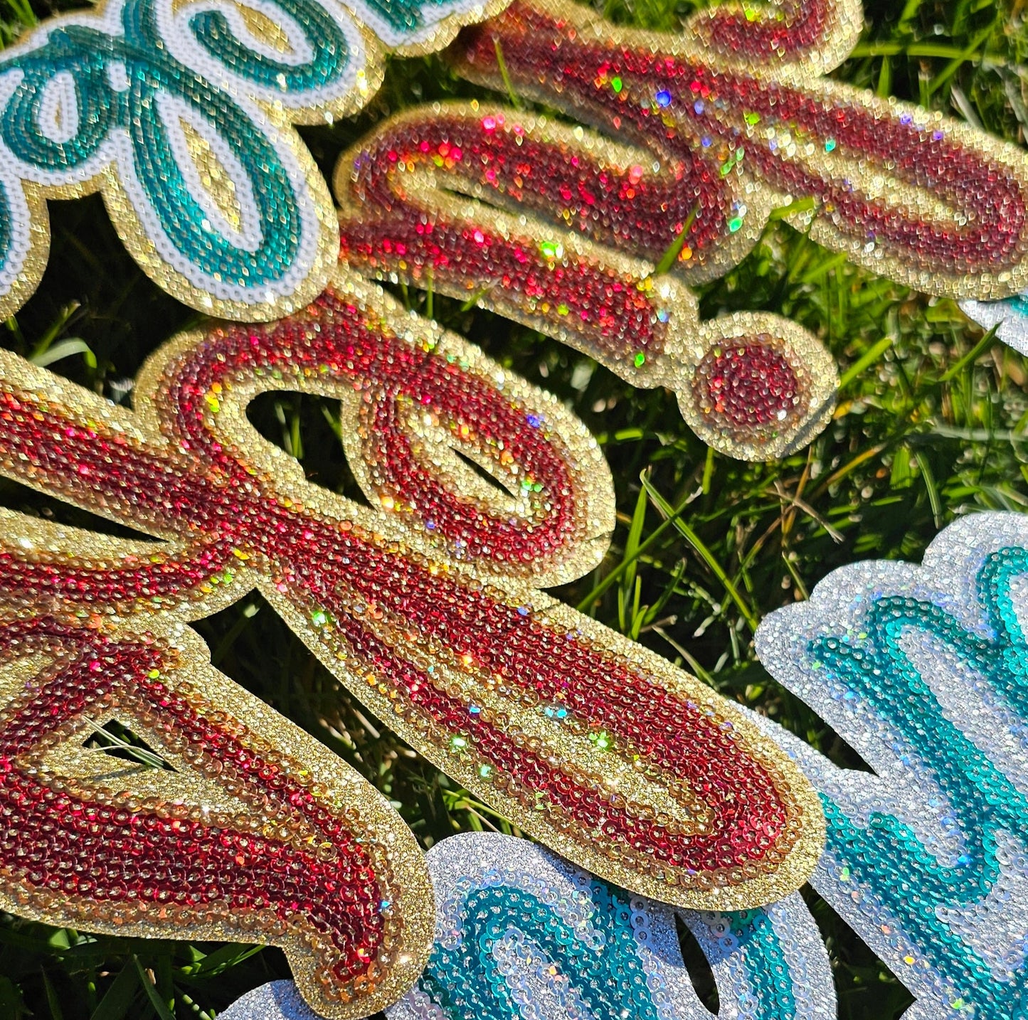 Chiefs Cursive Red Sequin Large Iron On Patch