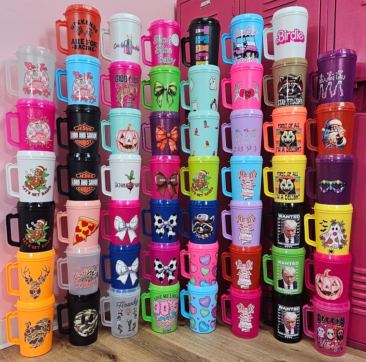 Case of PRE-DESIGNED Mugs **MYSTERY WE PICK** 24 Hip Sips 34oz 90's Party Mug Free Shipping FINAL SALE