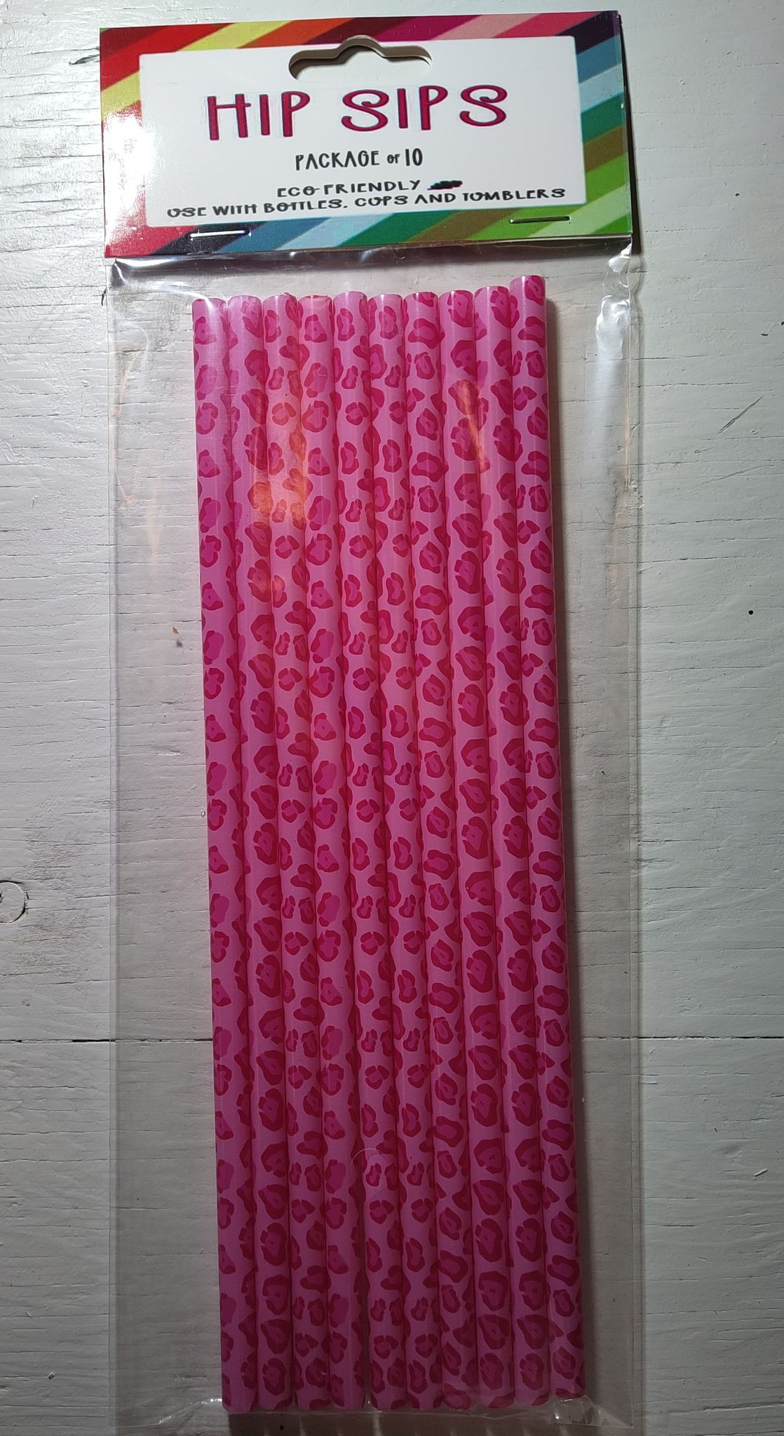 Pink Cheetah Print Straw Collection