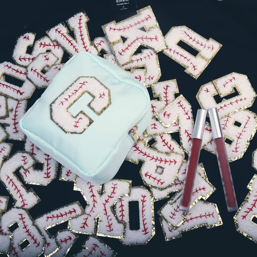 Baseball Chenille Iron On Rose Gold Glitter Letter Patches