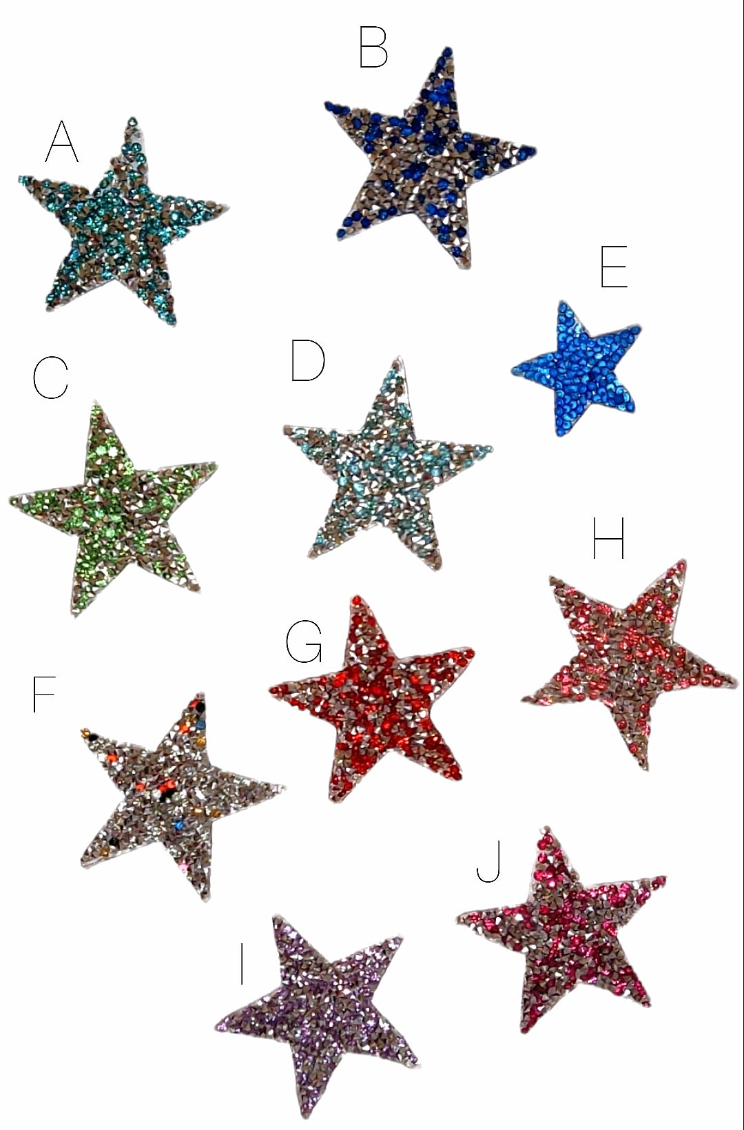 Colorful Rhinestone Star Iron On Patch