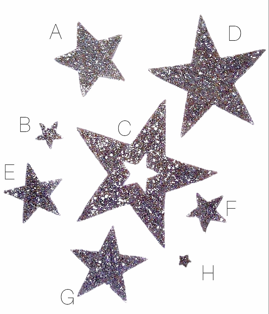 Silver Rhinestone Star Iron On Patch