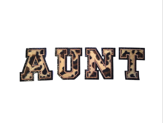 Cheetah Print MAMA/MERRY/GAMEDAY Black Glitter Iron On Patches