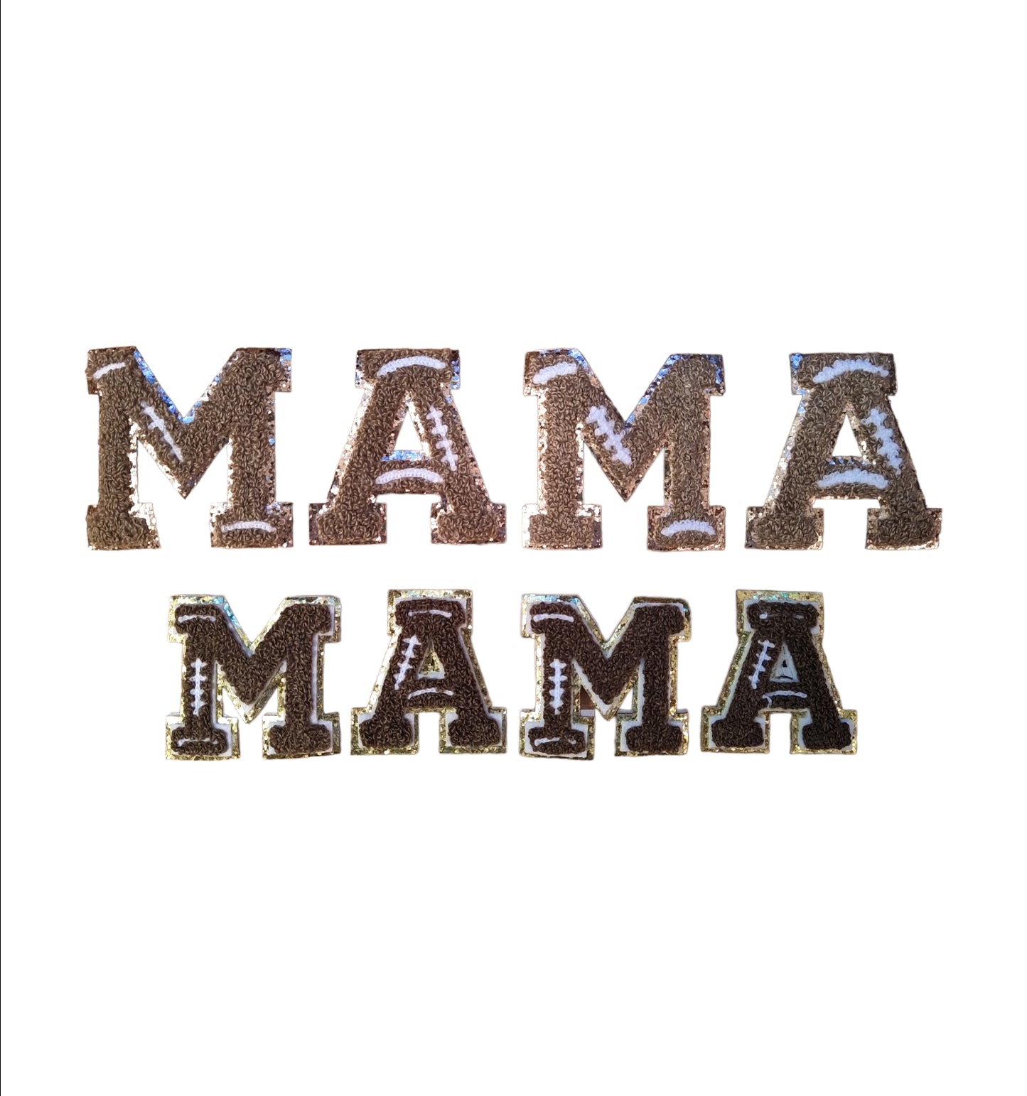 Football Chenille Gold Glitter Patches