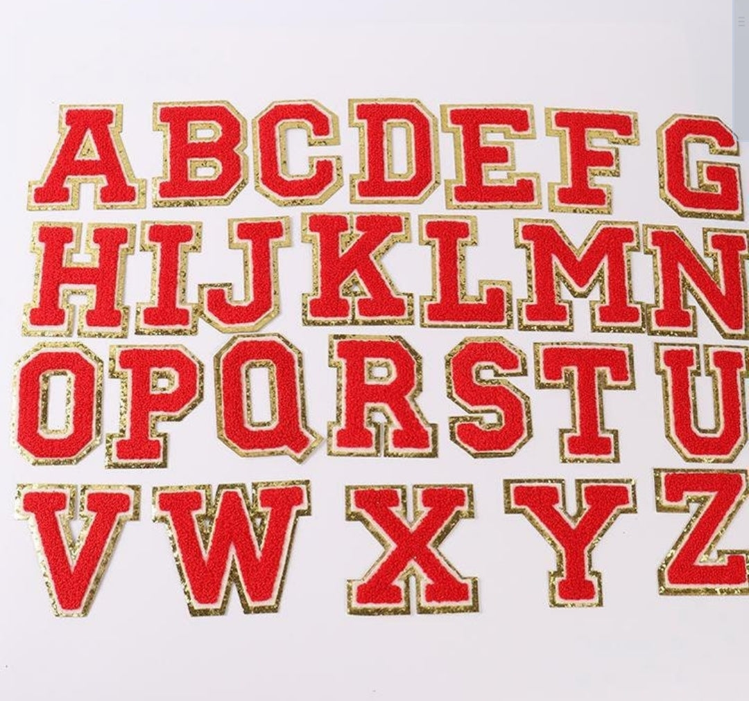 christmas red letters embroidery iron-on backing